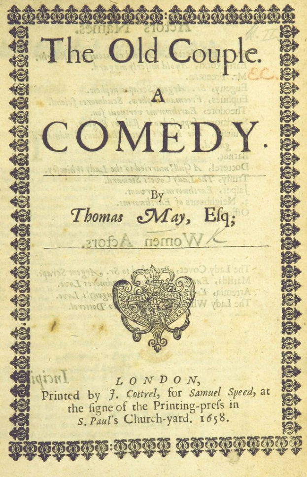 Schwarzes und weißes Foto einer Gruppe von Menschen, die sich um ein Vintage-Plakat mit der Aufschrift 'Humoristische Liste' versammeln.