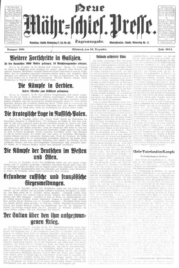 Titelseite einer deutschen Zeitung vom 18. September 1914 mit einem Schwarz-Weiß-Porträt eines Mannes im Anzug und Krawatte und der Überschrift "Deutsches Reichstag, Vol 1, No 1".