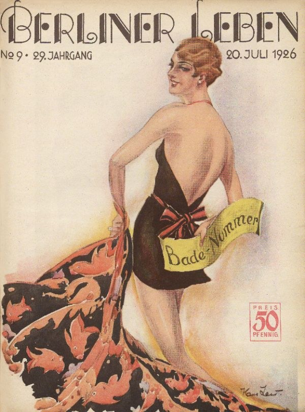 Titelbild des *Berliner Leben* Magazins aus dem Juni 1926, das eine Frau in einem Badeanzug zeigt, die ein Tuch hält, mit dem Magazintitel darüber.