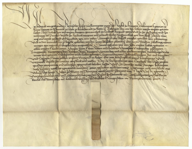 Gelbliches Papier mit schwarzer Handschrift, ein Brief der deutschen Regierung zur Freigabe einer Petition für den Tod eines Mannes.